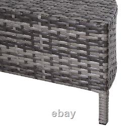 Garden Rattan Furniture 4 Seaters Half-round Patio Outdoor Sofa & Table Grey