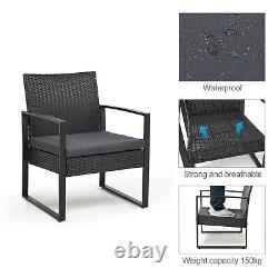 Garden Rattan Furniture Bistro 3PC Chair Table Set Patio Outdoor Wicker Black