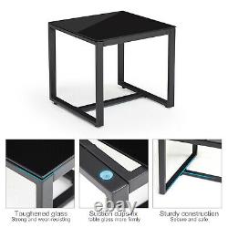 Garden Rattan Furniture Bistro Set 3PC Chair Table Patio Outdoor Wicker Black