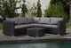 Garden Rattan Furniture Corner Sofa Coffee Table Set Cover 8 Seater