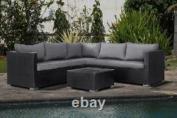 Garden Rattan Furniture Corner Sofa Coffee Table Set Cover 8 Seater