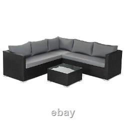 Garden Rattan Furniture Corner Sofa Coffee Table Set Cover 8 Seater