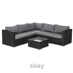 Garden Rattan Furniture Corner Sofa Coffee Table Set Cover 8 Seater