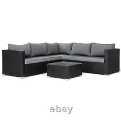 Garden Rattan Furniture Corner Sofa Coffee Table Set Cover 8 Seater