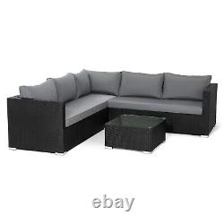 Garden Rattan Furniture Corner Sofa Coffee Table Set Cover 8 Seater