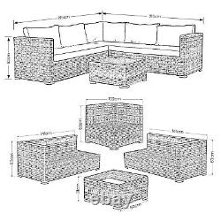 Garden Rattan Furniture Corner Sofa Coffee Table Set Cover 8 Seater