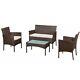 Garden Rattan Furniture Set Outdoor Table And Chairs Brown Coffee Sofa 4 Piece