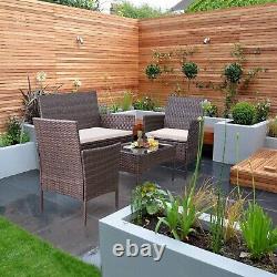 Garden Rattan Furniture Set Outdoor Table and Chairs Brown Coffee Sofa 4 Piece
