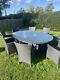 Garden Rattan Furniture Set, Oval Dining Table, 8 Chairs. 205 Cm X 150 Cm