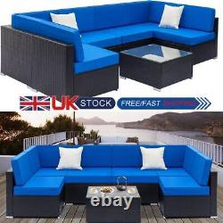 Garden Rattan Furniture Sofa Set Corner U Shape Outdoor Wicker Table Patio Black