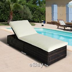 Garden Rattan Home Furniture Sun Lounger Recliner Bed Chair Pool Patio Reclining