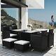 Garden Rattan Indoor Dining Set Table And Chairs Furniture Set 9 Pcs-black