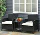 Garden Rattan Loveseat Patio Furniture Set Outdoor Conversation 2 Chair Table