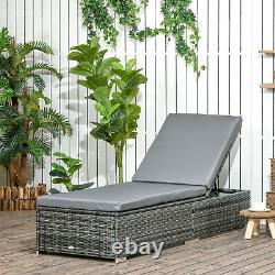 Garden Rattan Recliner Lounger Furniture Sun Lounger Recliner Bed Chair Grey