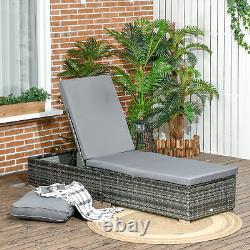 Garden Rattan Recliner Lounger Furniture Sun Lounger Recliner Bed Chair Grey