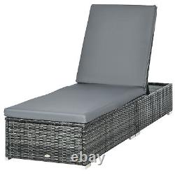 Garden Rattan Recliner Lounger Furniture Sun Lounger Recliner Bed Chair Grey