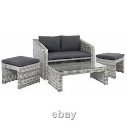 Garden Sofa Set Grey Rattan Patio Furniture Coffee Table Stools Azuma Varenna