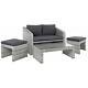 Garden Sofa Set Grey Rattan Patio Furniture Coffee Table Stools Azuma Varenna