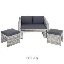 Garden Sofa Set Grey Rattan Patio Furniture Coffee Table Stools Azuma Varenna