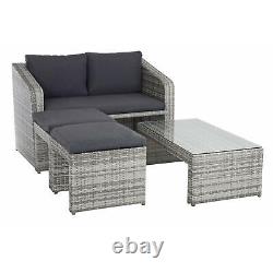 Garden Sofa Set Grey Rattan Patio Furniture Coffee Table Stools Azuma Varenna