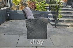 Garden conservatory furniture 4 seater black rattan sofa set & coffee table