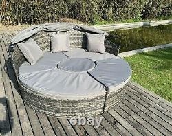 Garden furniture rattan Sofa sun lounger Daybed mixed grey rattan with cushion