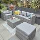 Garden Outdoor Furniture Grey Rattan 5 Seat Sofa Set With Table & Rain Cover