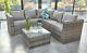 Garden Outdoor Furniture Grey Rattan 5 Seat Sofa Set With Table & Rain Cover