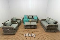 Garden outdoor furniture grey rattan Lotus 9 seater reclining chairs sofa sets