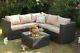 Garden Outdoor Patio Furniture Brown Rattan 5 Seat Corner Sofa With Rain Cover