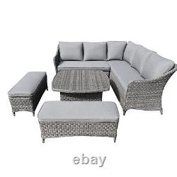 GoodHome Hamilton Steeple Grey Rattan Effect 8 Seater Garden Furniture Set