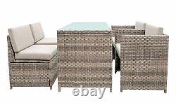 GoodHome Soron Brown Rattan effect 4 Seater Dining set Garden Furniture 4752