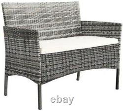 Grey 4pc Slim Rattan Garden Furniture Outdoor Dining Sofa Table Chairs Set New