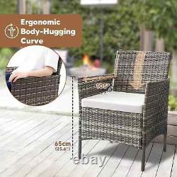 Grey 4pc Slim Rattan Garden Furniture Outdoor Dining Sofa Table Chairs Set New