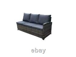Grey 9 Seat Rattan Garden Furniture Outdoor Sofa Dining With Rising Table Set