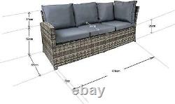 Grey 9 Seat Rattan Garden Furniture Outdoor Sofa Dining With Rising Table Set