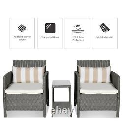 Grey Garden Rattan Sofa Armchair Set Patio Furniture Yard Chairs Cushions Table