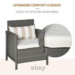 Grey Garden Rattan Sofa Armchair Set Patio Furniture Yard Chairs Cushions Table