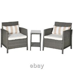 Grey Garden Rattan Sofa Armchair Set Patio Furniture Yard Chairs Cushions Table