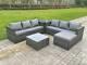 Grey Outdoor Garden Furniture Rattan Corner Sofa Set With 2 Coffee Table Stools