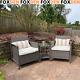 Grey Outdoor Rattan Sofa Set Garden Patio Armchairs Coffee Side Table Cushion