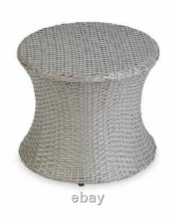 Grey Rattan Bistro Set Cushions Garden Patio Table Chairs Outdoor Furniture Seat