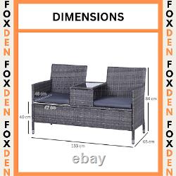 Grey Rattan Companion Chair Set Patio Garden Furniture Love Seat Sofa Side Table