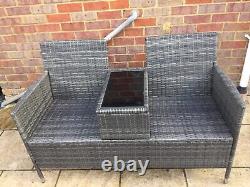 Grey Rattan Companion Chair Set Patio Garden Furniture Love Seat Sofa Side Table