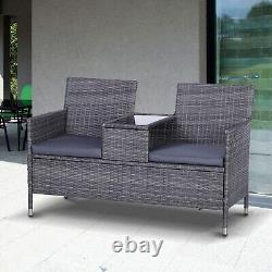 Grey Rattan Companion Chair Set Patio Garden Furniture Love Seat Sofa Side Table