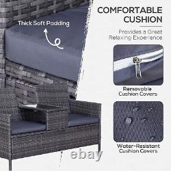 Grey Rattan Companion Chair Set Patio Garden Furniture Love Seat Sofa Side Table