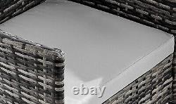 Grey Rattan Corner Sofa 5Seat Garden Furniture Light Grey Cushion & Coffee Table