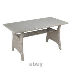 Grey Rattan Corner Sofa & Dining Table Lounge Set Outdoor Garden Patio Furniture