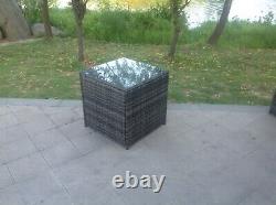 Grey Rattan Cube Coffee table Garden Furniture
