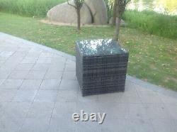 Grey Rattan Cube Coffee table Garden Furniture